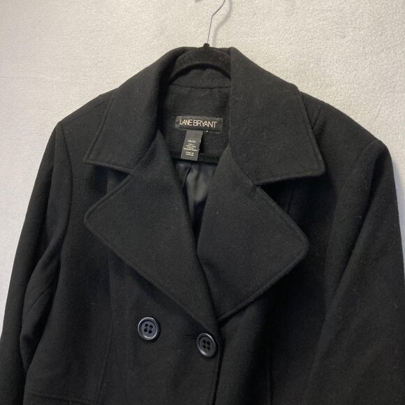Lane Bryant Double Breasted Peacoat Womens 3X 22/24 Plus Black Wool Jacket Lined - Picture 9 of 16